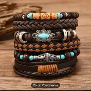 Men's‎ Leather Bracelet Set 6pc f18